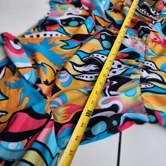 Ashley Stewart Colorful Geo Swirl V-Neck Split Romper Long Sleeve Plus V-Neck 24 - Picture 7 of 14